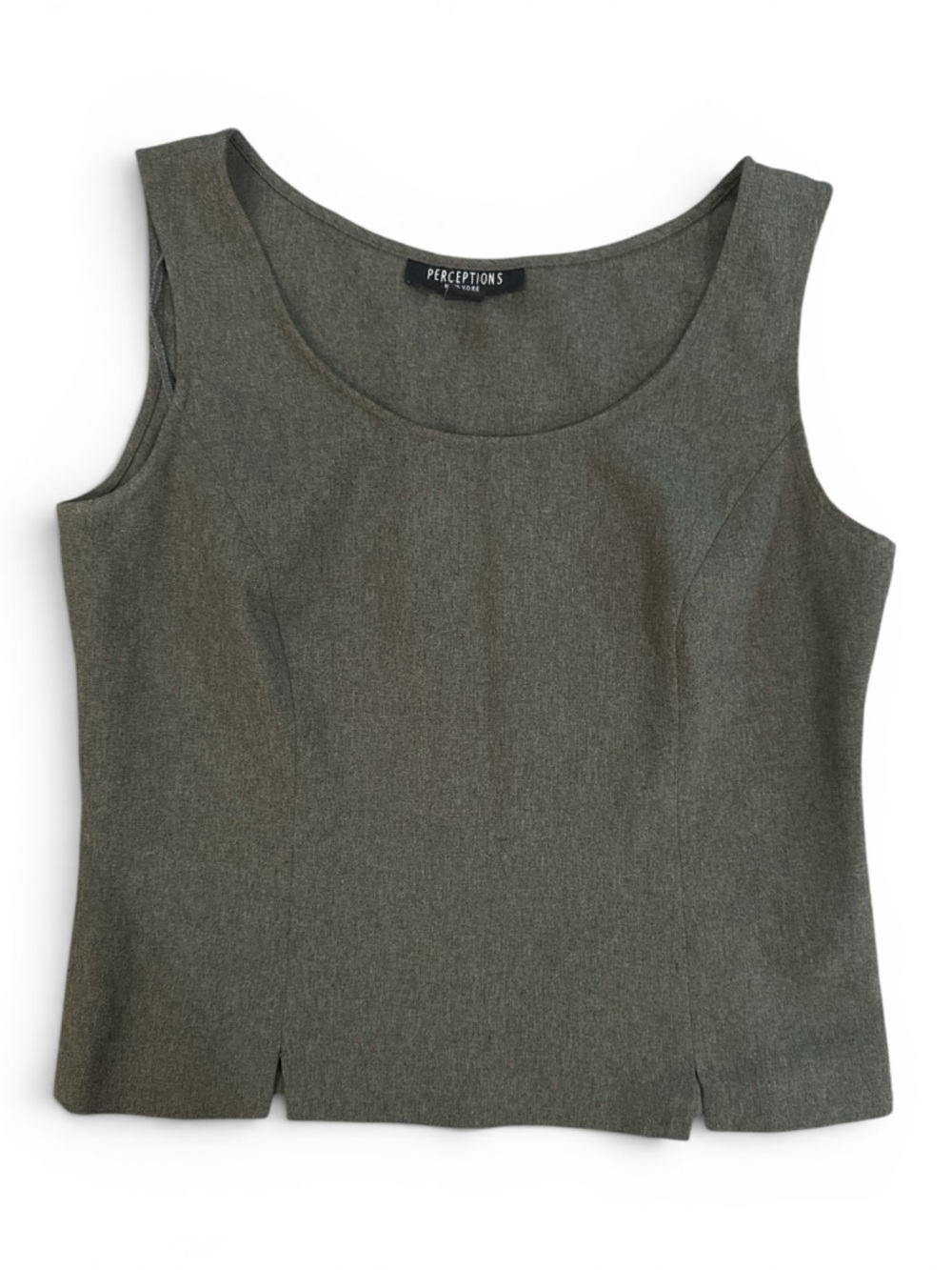 Perceptions Grey Scoop Neck Sleeveless Top Preppy Work Wear Casual Interview